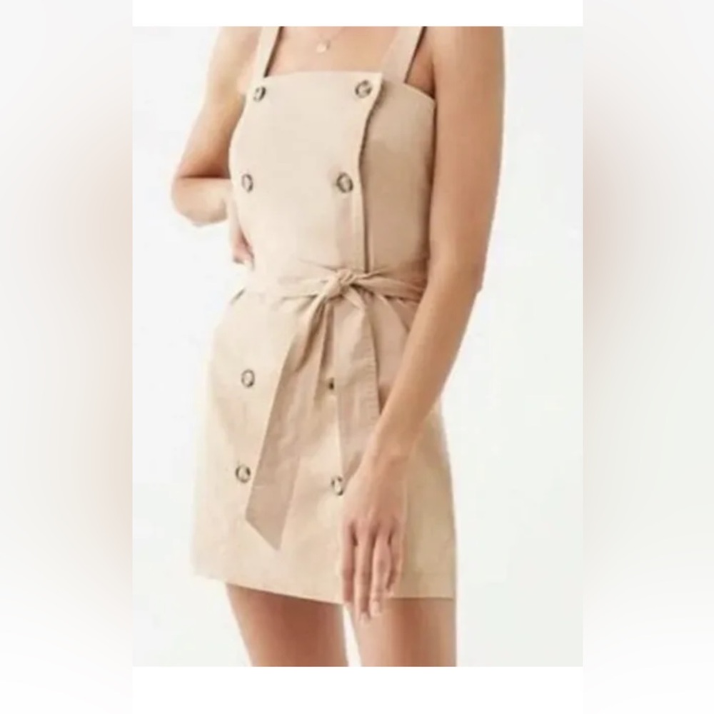 Forever 21 Women's double breasted button dress, khaki/beige, small
